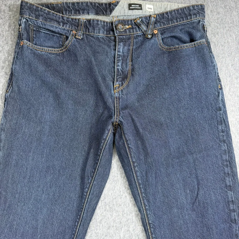 Volcom Jeans Mens 36 Blue Solver Modern Straight Dark Wash Cotton Denim A193181V